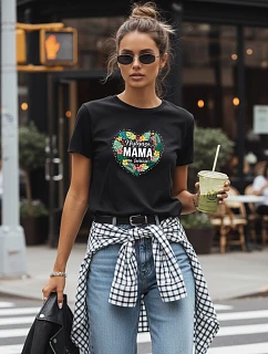 Dámské tričko s potiskem ke Dni matek černé FashionStreet NX5029RY