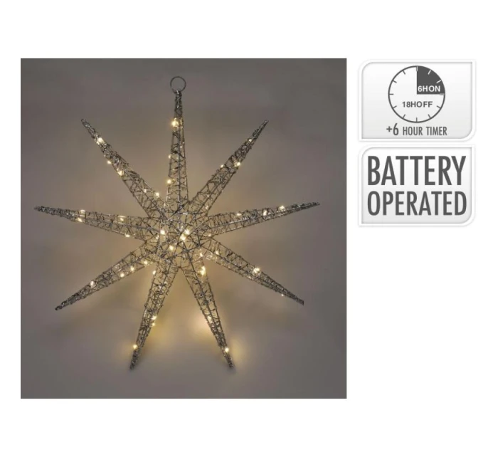 OZDOBNÝ PŘÍVĚSEK SNĚHOVÉ VLOČKY 50LED STŘÍBRA