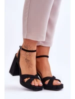 semišové sandály na podpatku Černé model 21618959 - Boto