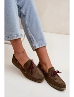 Polobotky Mokasiny Dámské S Vázáním Tmavě Zelené Calivra