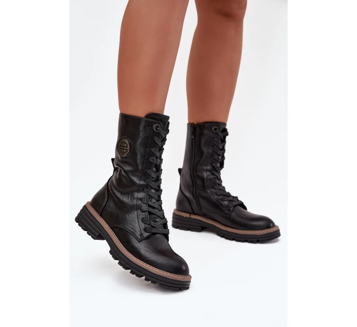 Dámské workery s ozdobným detailem zateplené černé model 21712837 - Boto