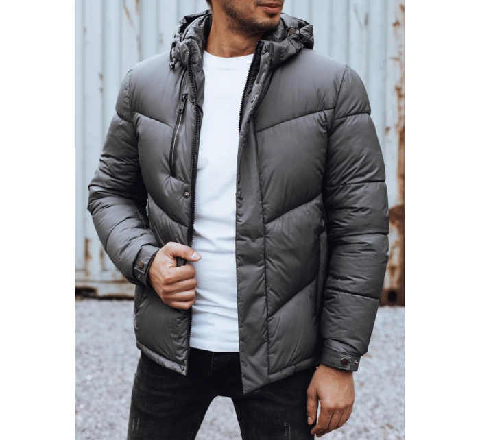 Pánská zimní bunda s odepínací kapucí šedá FashionStreet TX4834