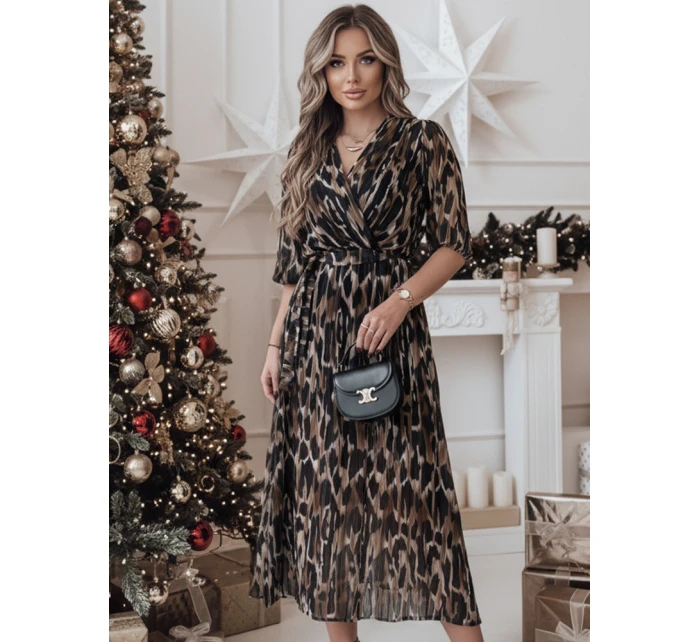 TIGRISSA one size midi šaty černo-hnědé FashionStreet EY2546