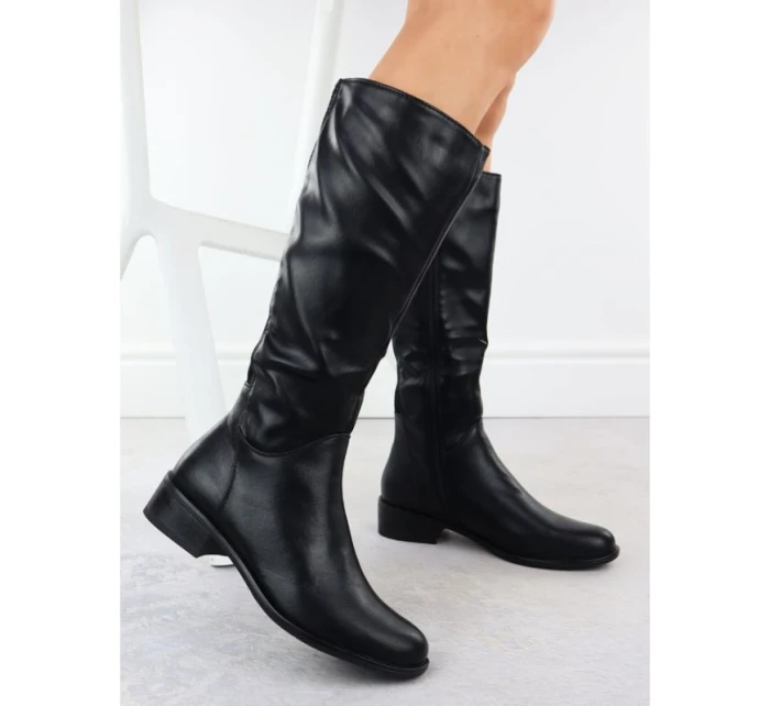 Dámské černé kožené boty Jezzi ASA198-19