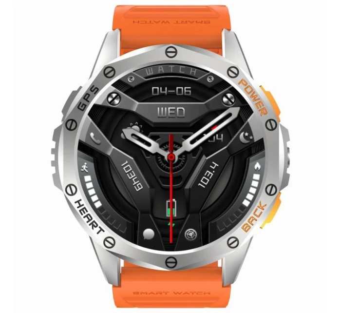 GRAVITY GPS GT24-4 Pánské chytré hodinky Černý silikonový řemínek + oranžový silikonový řemínek GRAVITY GPS GT24-4 Pánské chytré hodinky Černý silikonový řemínek + oranžový silikonový řemínek