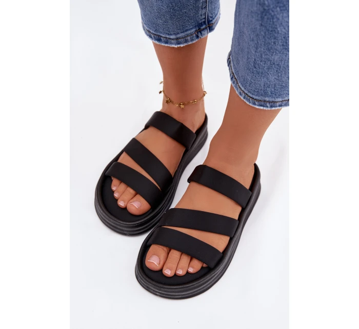 dámské pantofle na platformě s pásky Černé model 21943290 - Boto