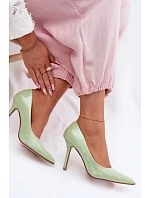 Klasické lakované lodičky z imitace kůže Zelené model 22092155 - Boto