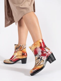 Jedinečné gumáky vícebarevné dámské na širokém podpatku