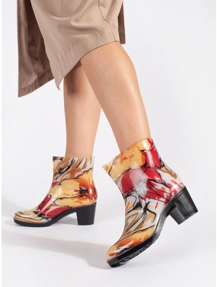 Jedinečné gumáky vícebarevné dámské na širokém podpatku Jedinečné gumáky vícebarevné dámské na širokém podpatku