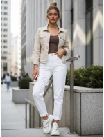 Spodnie jeansowe damskie mom fit z wysokim stanem białe FashionStreet UY2906