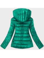 Zelená dámská prošívaná bunda s kapucí, kterou je možné odepnout (7560)