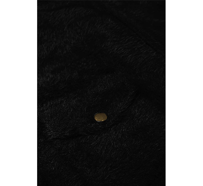 Krátká černá vlněná bunda typu "alpaka" (553)