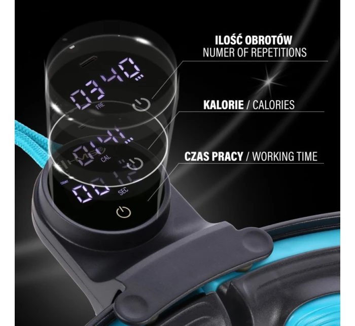 MAGNETICKÝ HULA HOP SET ČERNÝ/TYRKYSOVÝ HHM17 S POČÍTADLEM HMS + ZEŠTÍHLUJÍCÍ PÁS BR163 ČERVENÝ