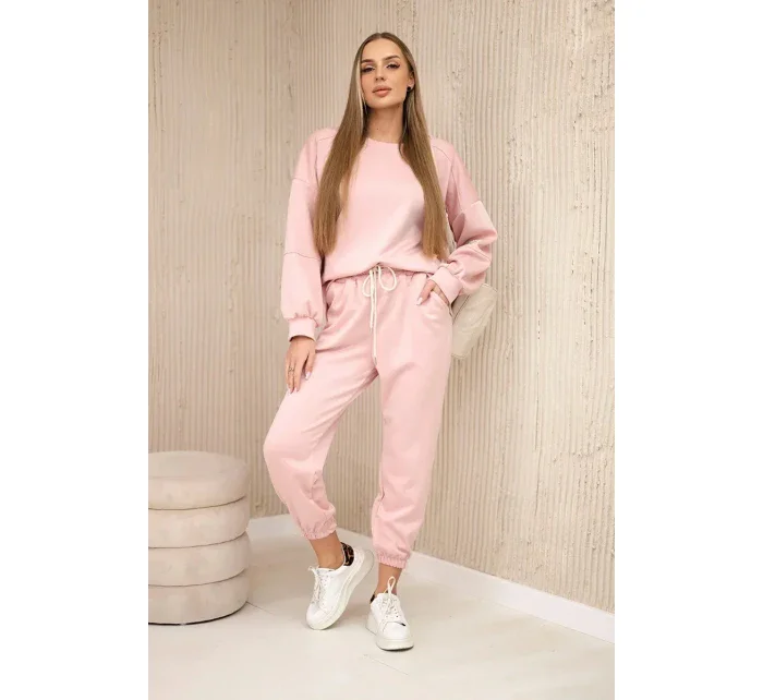 Komplet teplákové + kalhoty máslová látka pudrově růžová Komplet teplákové + kalhoty máslová látka pudrově růžová