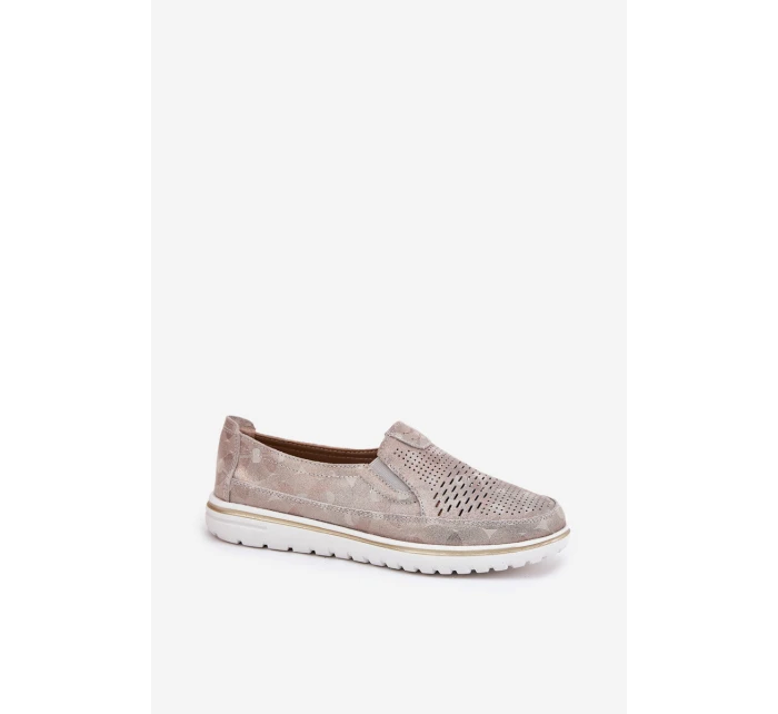 Semišové nazouvací boty Béžovo-zlatá Inez