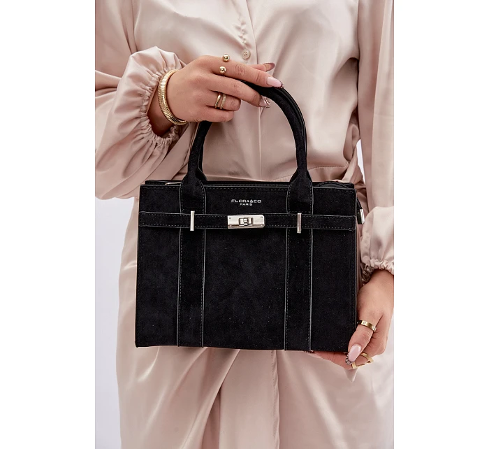 Kufříková kabelka z imitace semiše Černá Noressa