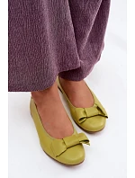Kožené baleríny s mašlí Maciejka P6802-09 Limetkové