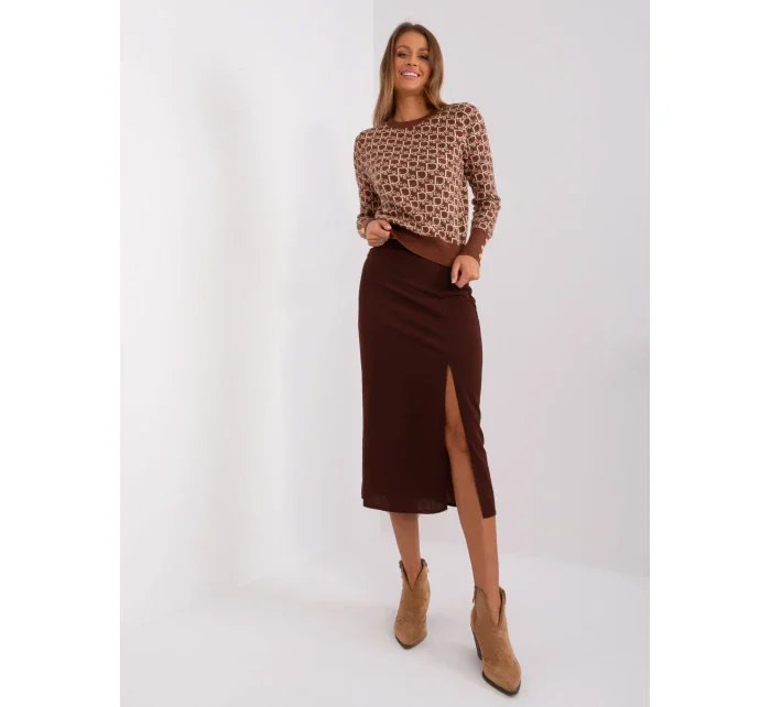 Sukně LK SD 509445.72P tmavě hnědá