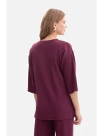 B301 Žebrovaný pletený top - švestka