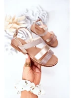 Dětské Lesklé Sandály Růžové Zlato Natalie Dětské Lesklé Sandály Růžové Zlato Natalie