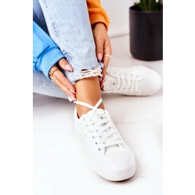 Dámské Kožené Tenisky Bílé Mega