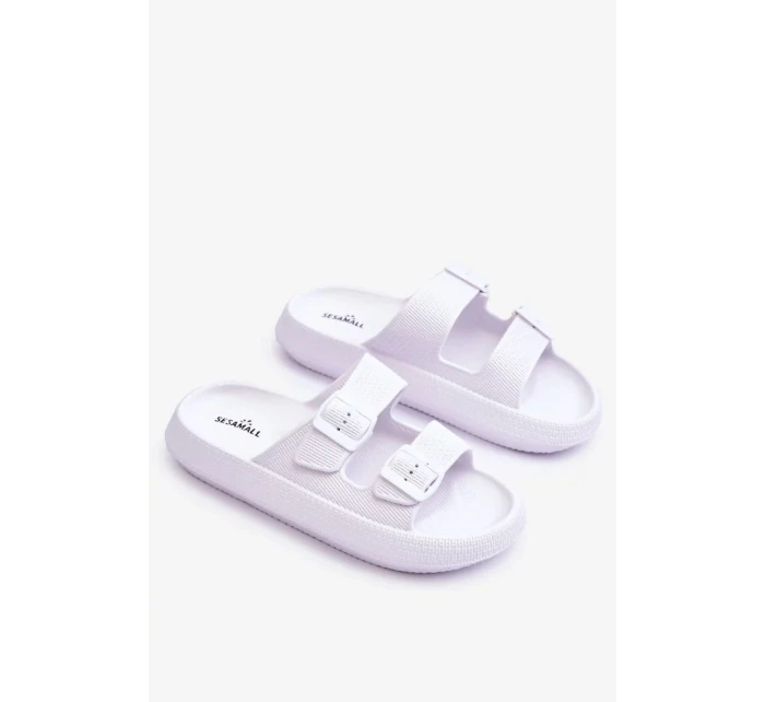 Dámské pěnové sandály s pruhy Bíle Sharmen