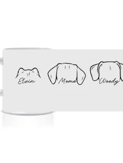 Personalizovaný klasický bílý keramický hrníček 300 ml se zvířecími oušky 