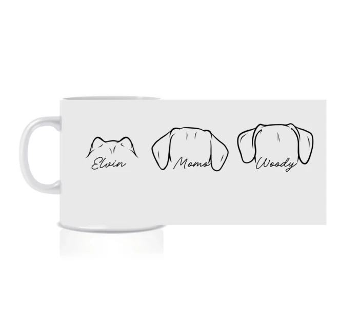 Personalizovaný klasický bílý keramický hrníček 300 ml se zvířecími oušky 