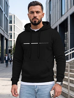 Pánská mikina s kapucí a potiskem „WHATEVER“, černá, FashionStreet NX5128BX