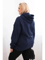 Dámská mikina s kapucí a klokaní kapsou Plus Size bavlněná modrá