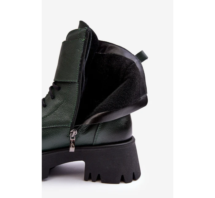Kůže Dámské Botky Workery Zelené Lemar model 21637681 - Boto
