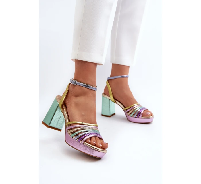 Dámské sandály na podpatku D&A CR920 Multikolor
