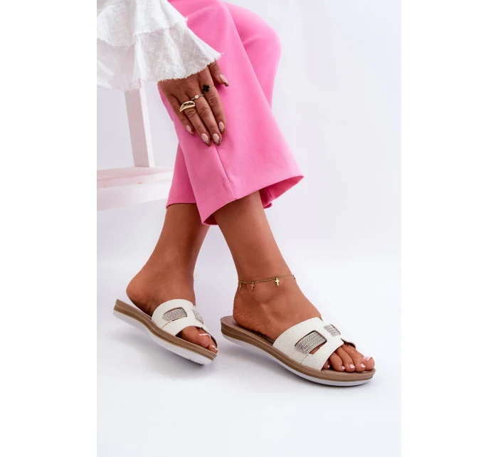 Pohodlné Lesklé Dámské Žabky model 21664635 Bílé - Inblu