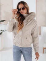 Dámská zimní bunda VESSADA krátká s kožešinou světle béžová FashionStreet TY5062
