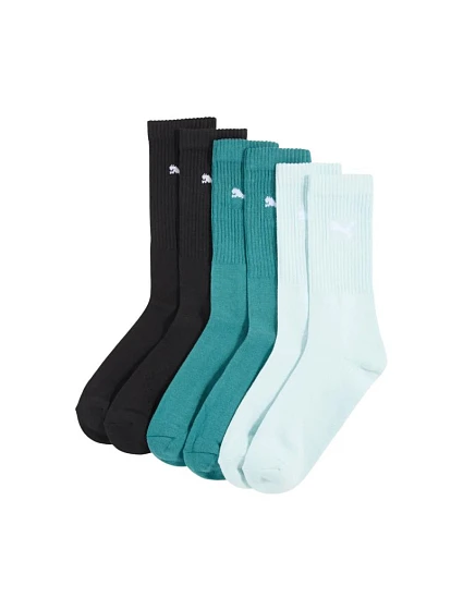 Ponožky Puma Crew, 3 páry, černé, mořská zeleň, světle modré, 880355, velikost 41