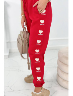 Bavlněné kalhoty Amour Červený