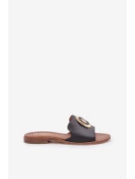 Kožené Pantofle S Dekorací Na Plochém Podpatku Zazoo model 21682288 Černé - Boto Kožené Pantofle S Dekorací Na Plochém Podpatku Zazoo model 21682288 Černé - Boto