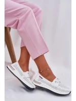 Kožené dámské polobotky na platformě bílé model 21696975 - EVENTO