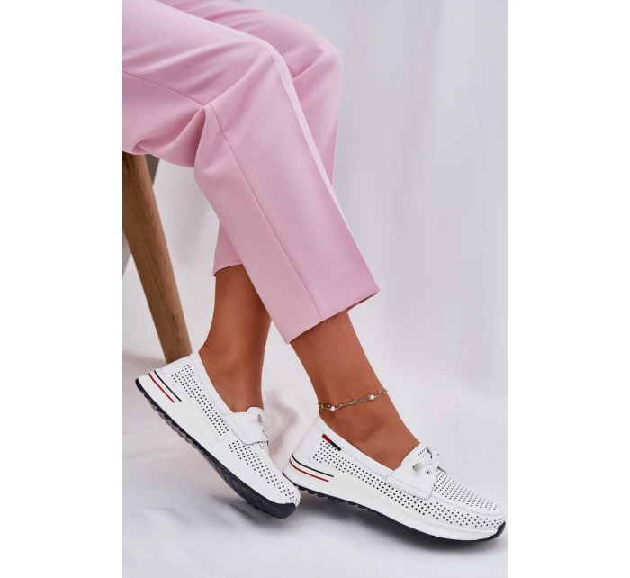 Kožené dámské polobotky na platformě bílé model 21696975 - EVENTO