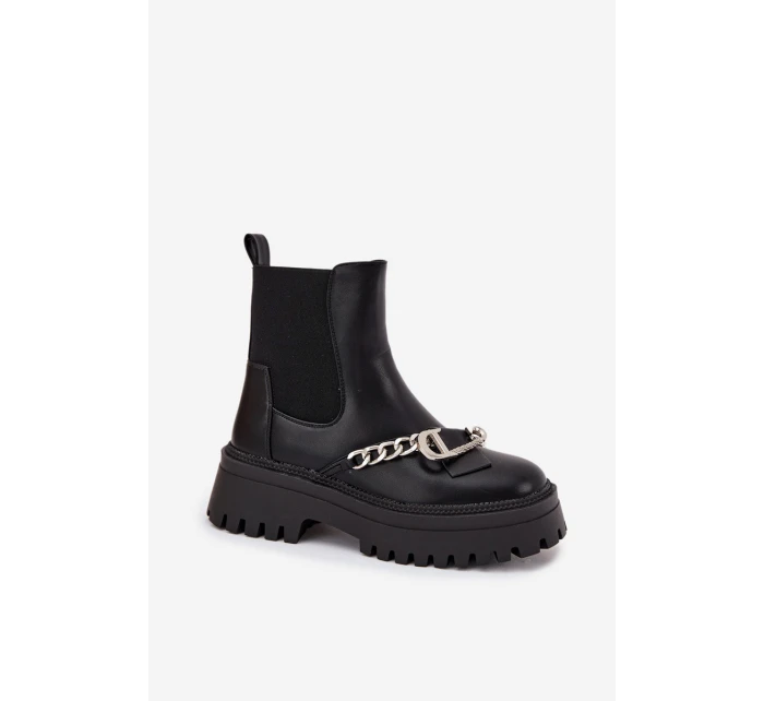 Dámské Boty Na Platformě S Řetězem Černé Marvella