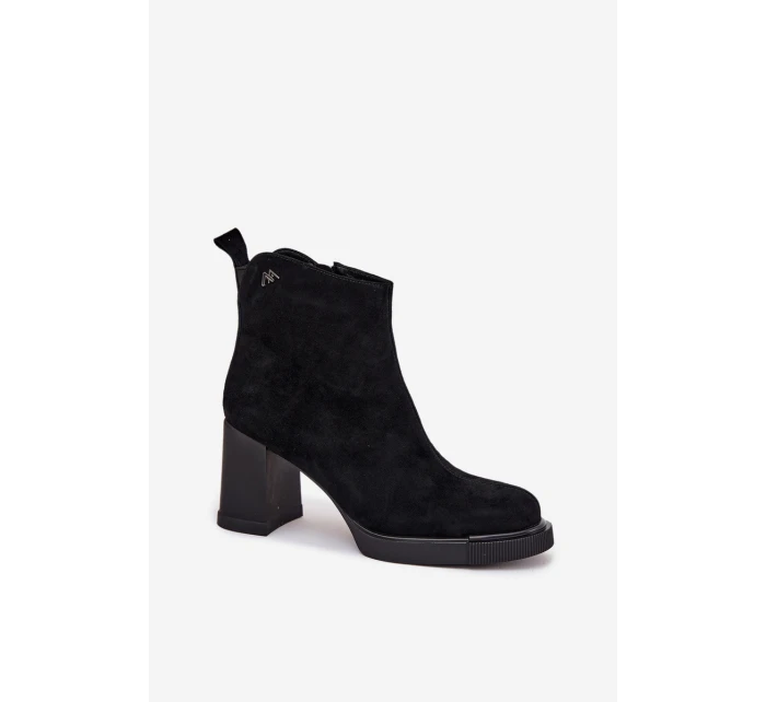 Semišové kožené dámské boty na podpatku Vinceza 91142 Černé Semišové kožené dámské boty na podpatku Vinceza 91142 Černé