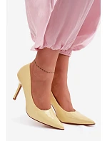 Klasické lakované lodičky z umělé kůže Žluté Odira