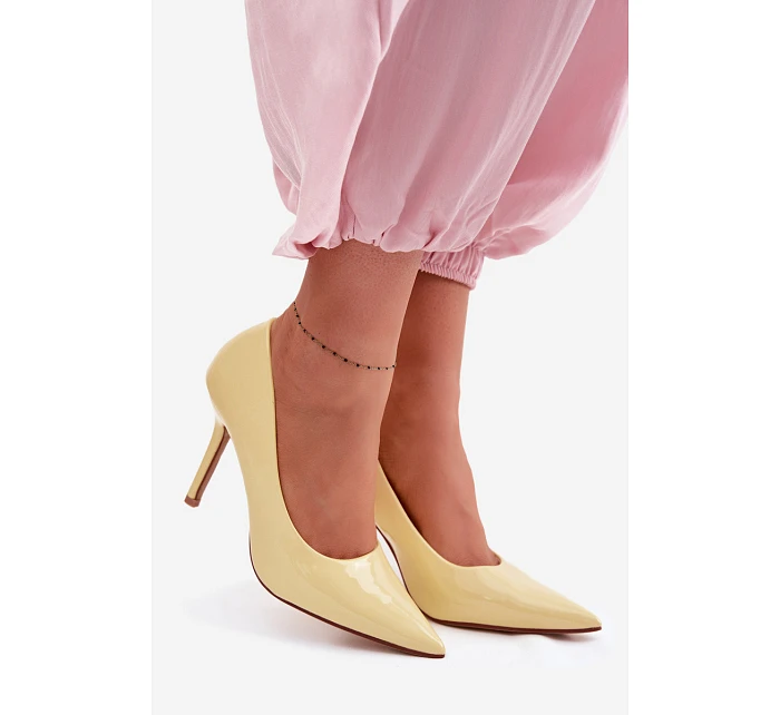 Klasické lakované lodičky z umělé kůže Žluté Odira