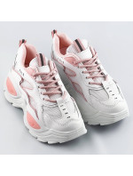 Bílo-růžové dámské sportovní boty s vysokou podrážkou (RA15)