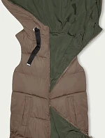 Dámská dlouhá oboustranná vesta béžovo-khaki (B8159-12)