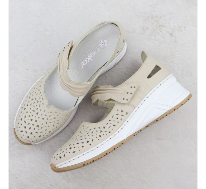 Skórzane  na beżowe model 22033926 - Rieker