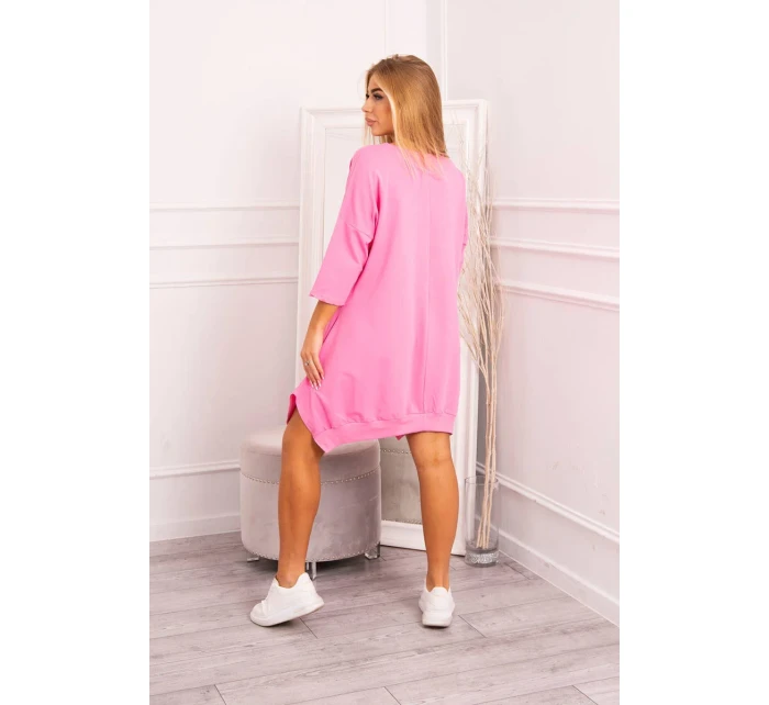 Šaty s potiskem a rozšířenou spodní částí růžové Šaty s potiskem a rozšířenou spodní částí růžové