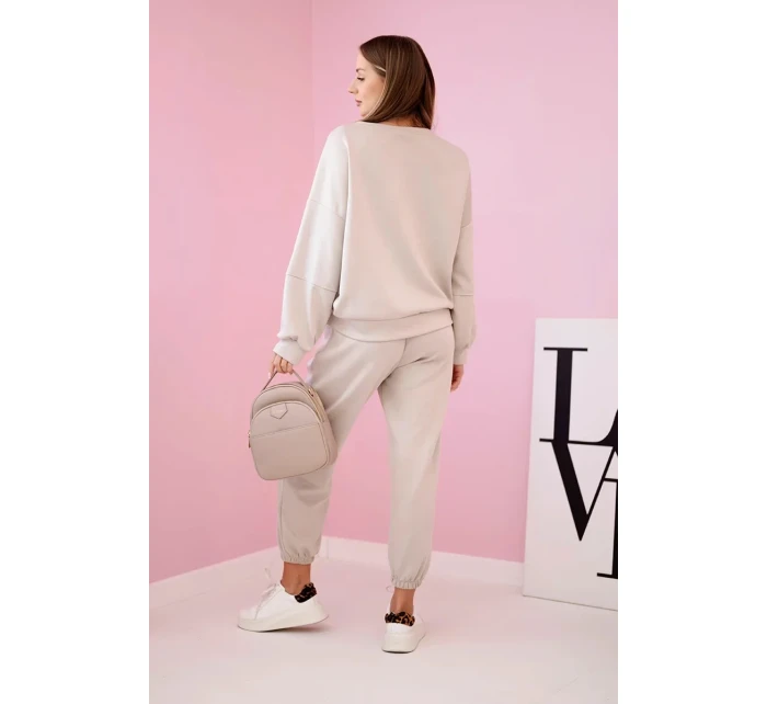 Komplet teplákové + kalhoty máslová látka béžový Komplet teplákové + kalhoty máslová látka béžový