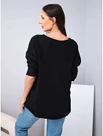 Dámská bavlněná oversize halenka s výstřihem do V a prodlouženým zadním dílem černá Dámská bavlněná oversize halenka s výstřihem do V a prodlouženým zadním dílem černá