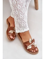 Pantofle S Dekorací Přírodní Kůže Zazoo 3574/Z Camel Pantofle S Dekorací Přírodní Kůže Zazoo 3574/Z Camel